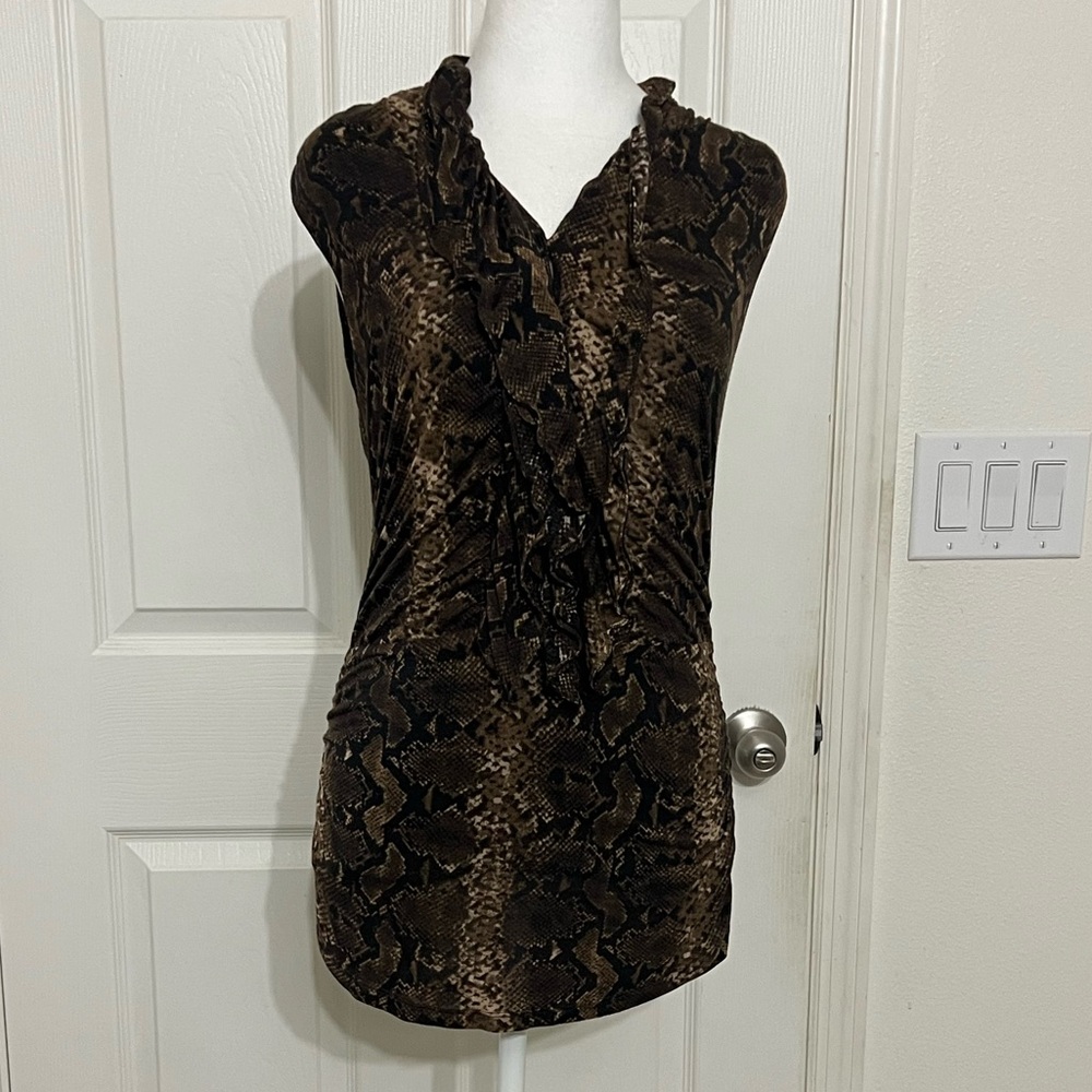 Kenneth Cole New York Brown and Black Snake Print Blouse